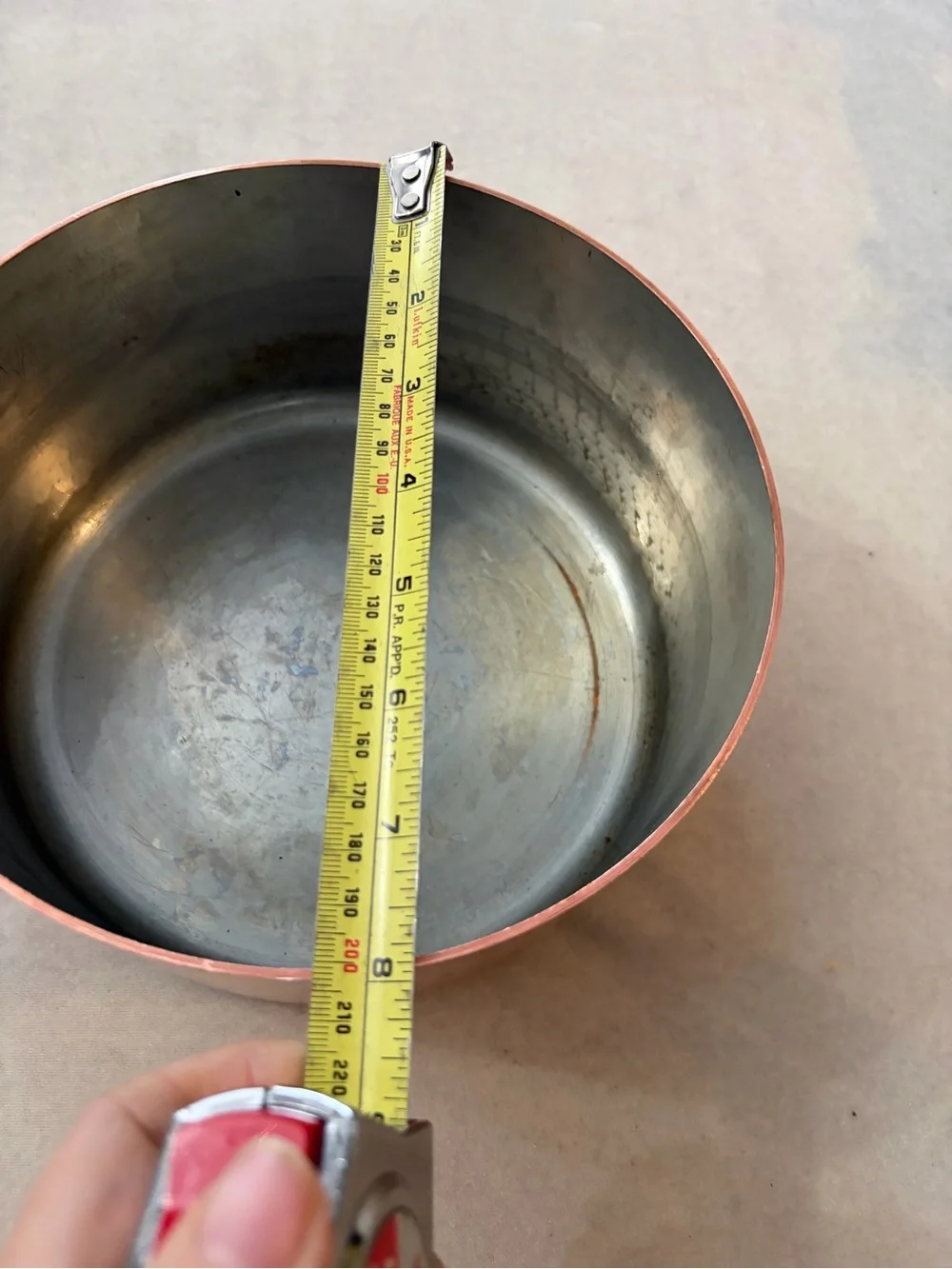 Hammered Copper Saucepan with Long Handle - Copper Finish